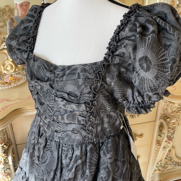 New Puff Dress in charcoal/ black/ white - Picture 3 of 11